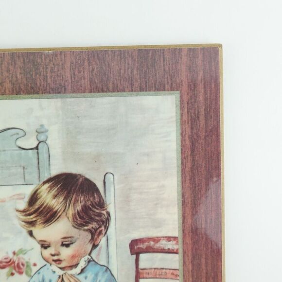 Vintage Bonella Milano Italy Print on Wood Boy Praying Childs Room - Picture 3 of 11